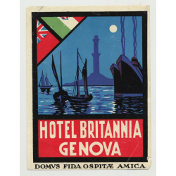 Hotel Britannia - Genova / Italy (Vintage Luggage Label) SHIPS