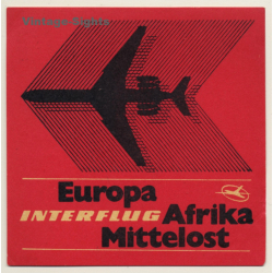 GDR: Interflug - Europa Afrika Mittleost (Vintage Airline Luggage Label 1960s/1970s)