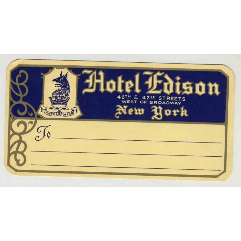 Hotel Edison - New York / USA (Vintage Luggage Label)