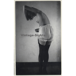 Rear View: Slim Topless Woman / Boobs - Panties - Stockings (Vintage Print ~1920s/1930s)