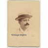 Numa Blanc Fils / Cannes: Portrait Of Elegant Man With Straw Hat / Moustache (Vintage Cabinet Card ~1880s)