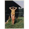 Natural Semi Nude In Short T-Shirt On Meadow / No Panties (Vintage Photo Germany ~1990s)