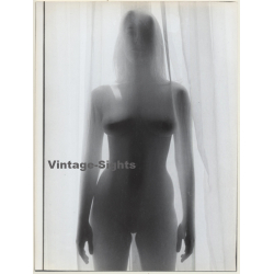 Slim Busty Nude Behind Transparent Curtain*1 (Vintage Photo 1980s)