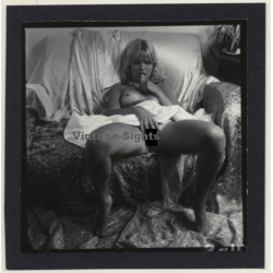 Bruce Warland: Pretty Blonde Nude In White Skirt*2 / Tan Lines (Vintage Contact Print 1960s)