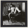 Bruce Warland: Pretty Semi Nude Asian In Lounge Chair*1 / Nylons (Vintage Contact Print 1960s)
