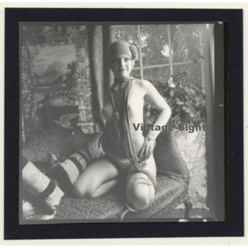 Bruce Warland: Funny Female Nude With Wool Hat*2 / Bunny (Vintage Contact Print 1960s)