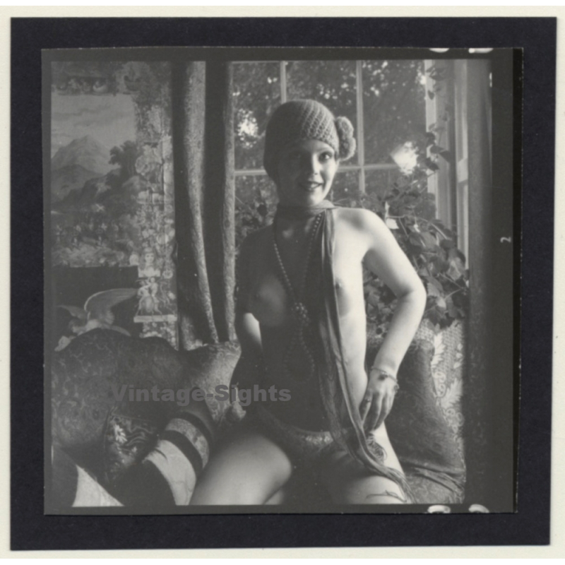 Bruce Warland: Funny Female Nude With Wool Hat*3 / Bunny (Vintage Contact Print 1960s)