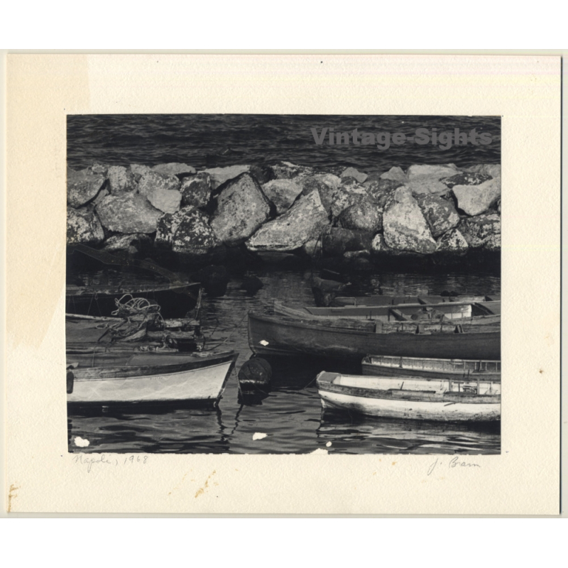 Jerri Bram (1942): Fishing Boats In Napoli 1968 (Vintage Signed Photo)