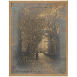 J. Falque: Elegant Man In Forest Alley (Vintage Photo 1893)