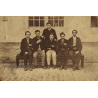 C. Bretagne / Louvain: Group Of Men On Bench (Vintage Albumen Print 1880s/1890s)