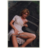 Slim Brunette Semi Nude Flashing Boobs Outdoors*1 (Vintage Photo Germany ~1990s)