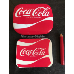 Vintage Coca-Cola Tin With Paper Block & Pencil (Vintage Advertisement Gift ~1970s)