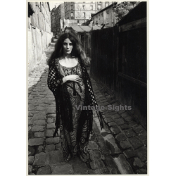 Jerri Bram (1942): Beautiful Pregnant Hippie Woman In Old Town Alley (Vintage Photo ~1970s)