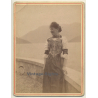 Elegant Woman In Victorian Dress / Lakeside (Vintage Cabinet Card ~1880s/1890s)