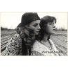2 Stunning Female Hippies On Field / Fashion (Large Vintage Photo WOLFGANG KLEIN 1970s)