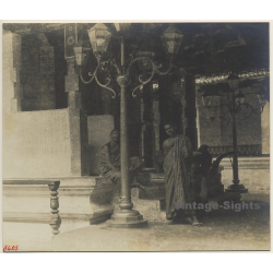 Ceylon / Sri Lanka: Sinhalese Buddhist Priests At Temple (Vintage Photo ~1910s/1920s)