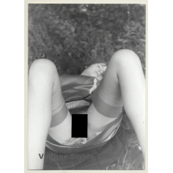 Natural Semi Nude Woman On Meadow / Nylons - No Panties (Vintage Photo GDR ~1980s)