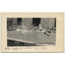 Junin / Peru: Young Men In School Swimming Pool (Vintage RPPC 1921)