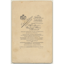 Carl Pietzner / Teplitz: Portrait Of Man With Full Beard (Vintage Cabinet Card 1895)