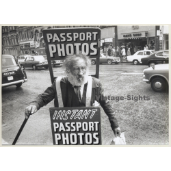 Jerri Bram (1942): Old Scruffy Passport Photos Street Vendor / London (Vintage Photo ~1970s)