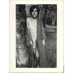 Jerri Bram (1942): Nude Female In Morning Gown Leaning Against Tree (Large Vintage Photo ~1970s)