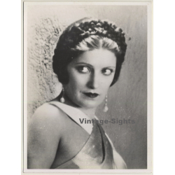 Portrait Of Brunette Woman / Braided Updo - Actress? (Vintage Press Photo ~1940s)