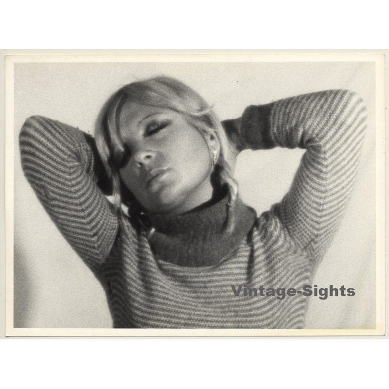 Pretty Blonde Woman In Turtleneck Jumper (Vintage Photo ~1970s)