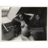 Jerri Bram (1942): Pensive Pregnant Nude On Kitchen Table (Vintage Photo ~1970s)