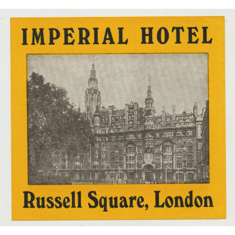 Imperial Hotel - Russell Square, London / Great Britain (Vintage Luggage Label)