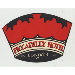 Piccadilly Hotel - London W.1 / Great Britain (Vintage Luggage Label)
