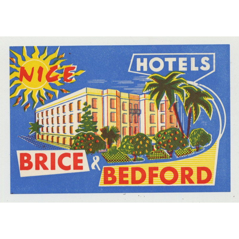 Hotels Brice & Bedford - Nice / France (Vintage Luggage Label)