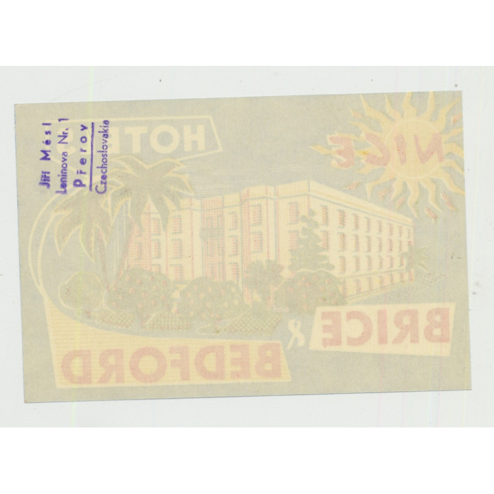 Hotels Brice & Bedford - Nice / France (Vintage Luggage Label)