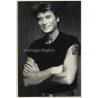 Johnny Hallyday /  Black T-Shirt & Snake Tattoo (Vintage Press Photo ~1980s)