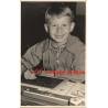 Smiling German School Boy With Blackboard (Vintage Photo 1950s)