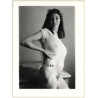 Jerri Bram (1942): Natural Brunette Nude Leans Against Table*3 (Vintage Photo ~1970s/1980s)