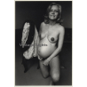 Jerri Bram (1942): Natural Nude Pregnant Female Kneeling (Vintage Photo ~1970s)
