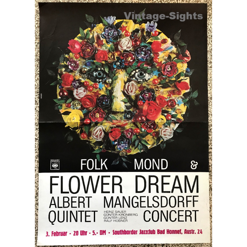 Albert Mangelsdorff - Folk Mond & Flower Dream (Vintage Concert Poster 1960s)