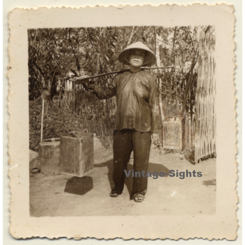 Vietnam: Local Female Water Carrier / Ethnic (Vintage Photo ~1930s/1940s)