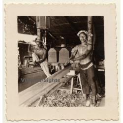 Vietnam: Local Carpenters At Work / Ethnic (Vintage Photo ~1930s/1940s)