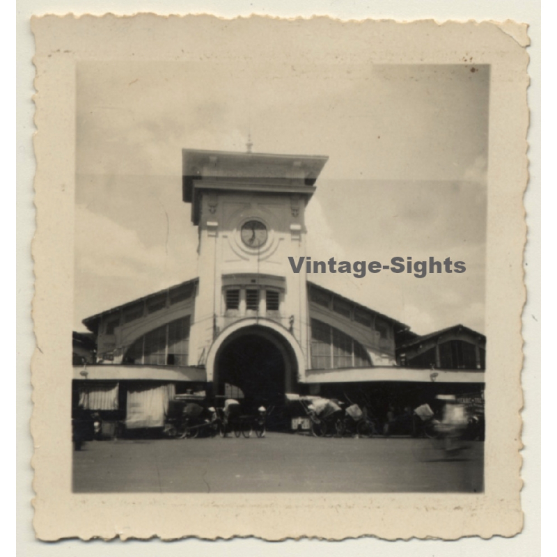 Vietnam: Entrance Of Market Hall / Rickshaw (Vintage Photo ~1930s/1940s)