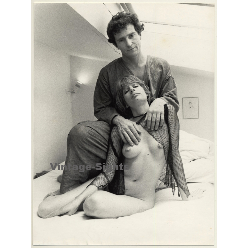 Jerri Bram (1942): Nude Study Of Natural Couple*1 (Large Vintage Photo ~1970s)