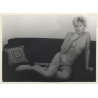 Slim Shorthaired Blonde Nude On Couch*2 / Boobs (Vintage Photo GDR ~1980s)