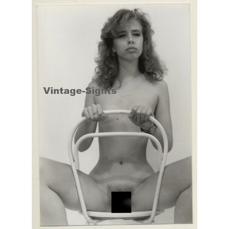 Cedo Komljenovic: Slim Blonde Nude Female On Chair (Vintage Photo Croatia ~1980s)