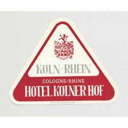 Hotel Kölner Hof - Köln (Rhein) / Germany (Vintage Luggage Label)