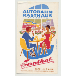 Autobahn Rasthaus Fernthal - Asbach / Germany (Vintage Luggage Label)
