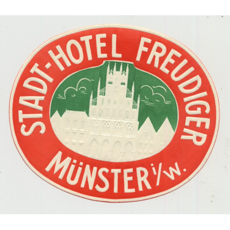 Stadt-Hotel Freudiger - Münster i/W. / Germany (Vintage Luggage Label)