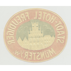 Stadt-Hotel Freudiger - Münster i/W. / Germany (Vintage Luggage Label)