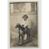 Sweet Baby Girl On Wooden Rocking Horse (Vintage Photo Spain: 1930s/1940s)