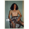 Slim Topless Woman Lifts Skirt / Fishnets (Vintage Photo Germany ~1990s)