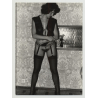 Mature Semi Nude Wearing Hot Lingerie / 70s Interior - Bush (Vintage Amateur Photo B/W DDR)